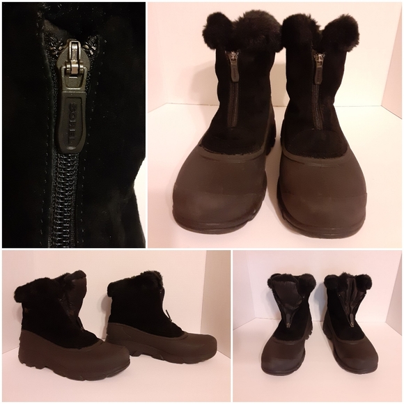 Sorel Snow Angel Zip Winter Insulated  Waterproof Black Womens Boots Sz 7.5 - Picture 2 of 14